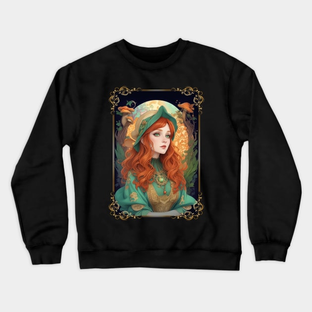 Green Witch Crewneck Sweatshirt by WhimsicalWorks